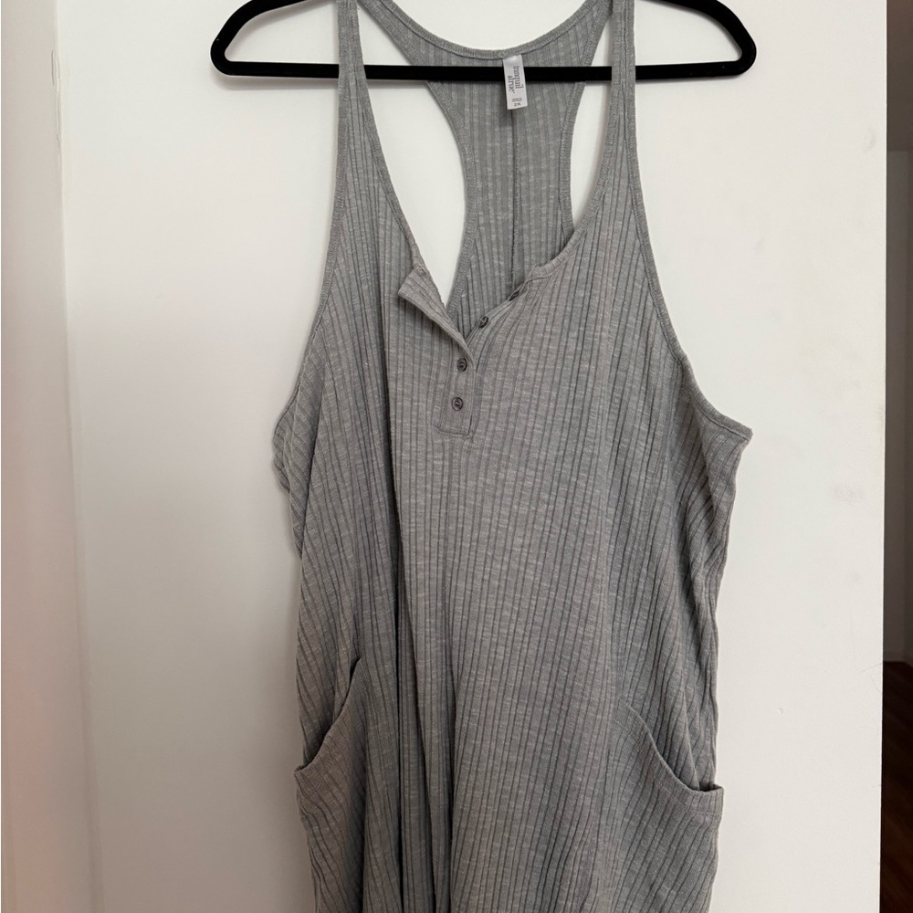Stars Above Gray Ribbed Women's Romper